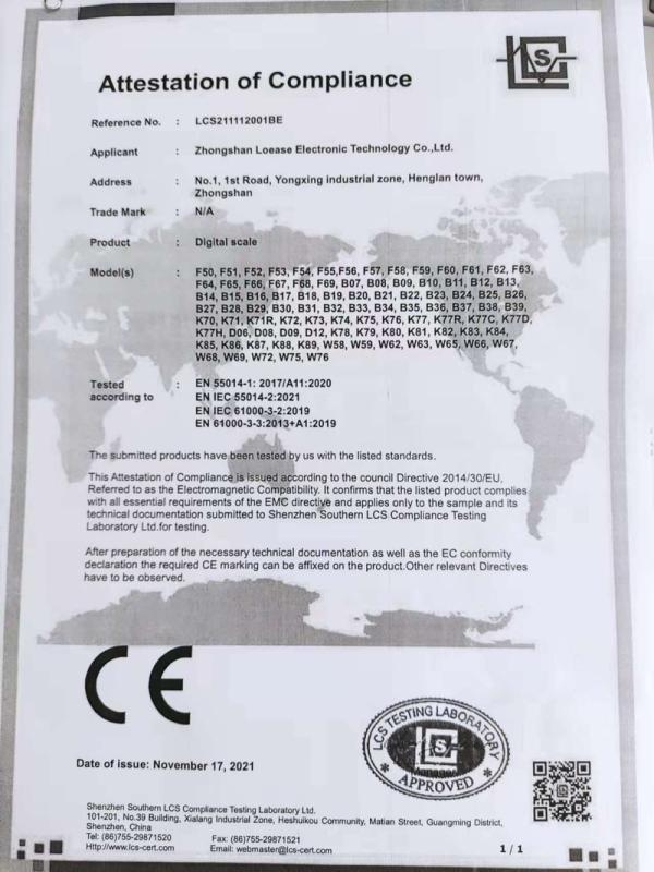 ISO9001 - Zhongshan Loease Electronic Technology Co., Ltd.