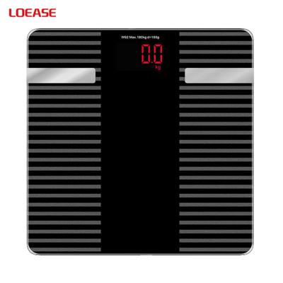 China Water Content Measuring Glass Platform 180kg Smart Bathroom Digital Body Fat Scale With App Connection for sale