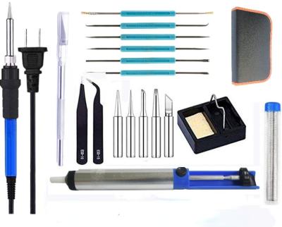 China 60W Adjustable Iron Pencil Handle Welding Suit 19PCS Temperature Electric Welding Thermostat Welding Soldering Iron Tool Kits for sale