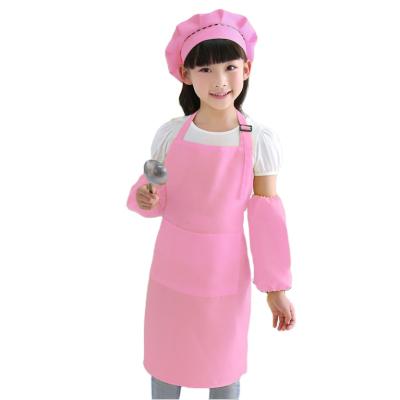 China Keep Clean Logo Kids Apron Customized FREE and Hat Sleeves Set Kids Apron and Bibs for Painting Drawing Baking with Pocket for sale