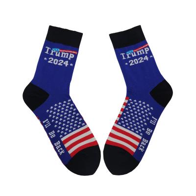 China W-S550A Trump 2024 Anti-Skid Socks I'll Be Back Funny Novelty Socks Mens Business Socks for sale