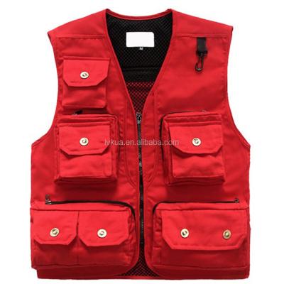 China Custom Mens Anti Shrink Multi Pocket Work Fishing Hiking Vest Waistcoat Sleeveless Jackets for sale