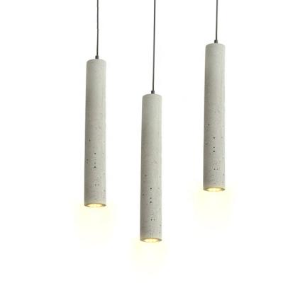 China 2020 Traditional Hanging Desk Lamp Long Tube Cement Indoor Concrete Led Linear Pendant Lights for sale