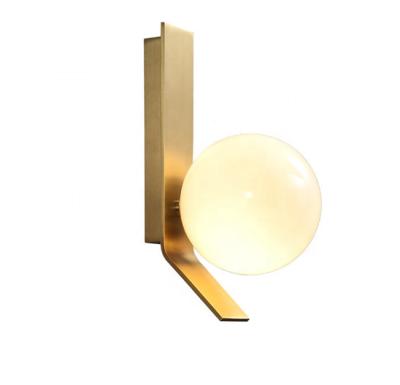 China Modern Luxury Decorative Brass Color Inside Shade Ceiling Frosted Glass Interactive Wall Lamp for sale