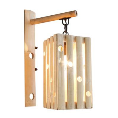 China Traditional Asian Style E27 Wall Sconce Modern Natural Bamboo Wicker Outdoor Pendant Wall Lamp for Restaurant for sale