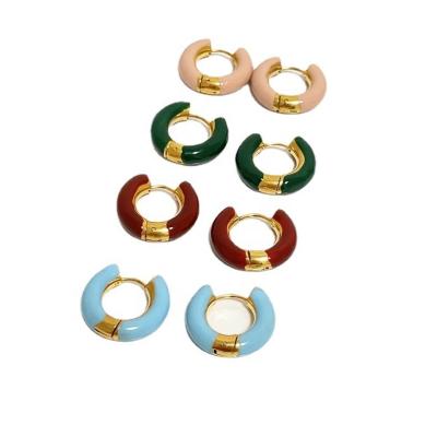 China BOHEMIA European and American Fashionable 4mm Handmade Enamel Color Earring Stats Titanium Steel for sale