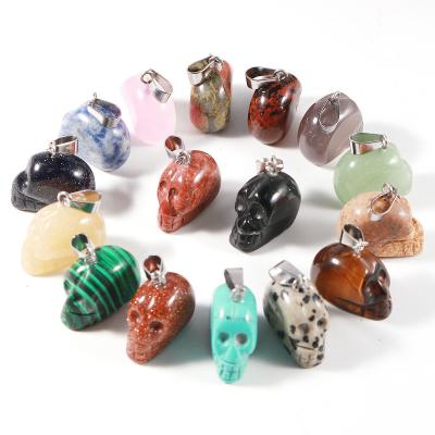 China Other Europe and the United States border natural stone crystal skull pendant wholesale natural stone agate carving handwork for sale