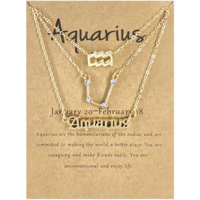 China Environmental Friendly Hot Sale 3Pcs/Set Amazon Crystal Old English Alphabet Horoscope Zodiac Sign Necklace Pendant Jewelry for sale