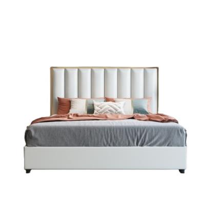 Κίνα OEM/ODM Luxury Full Size Wooden Leather Upholstered Multifunction Storage Wood Frame Bed προς πώληση