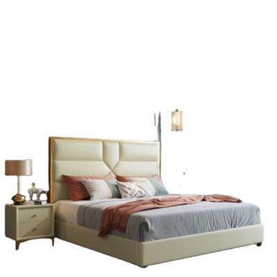 China Full Furnished Bed Room White Standard Queen Double Platform Stylish Leather Bed Frame à venda