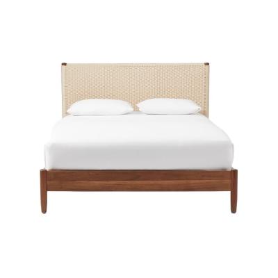 China Comfortable Modern Simple Solid Wood Bedroom Furniture Fabric Single Bed for sale