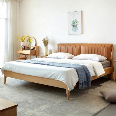 Chine Factory Wholesale Price Nordic Style Brown Bedroom Furniture Modern Leather Bed à vendre