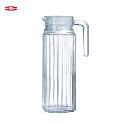 China Viable Wholesale Cafeteria Serving Drinks Shake Clear Beverage Decanter Plastic Water Jug Glass Decanter Acrylic Tea Juice Jug for sale