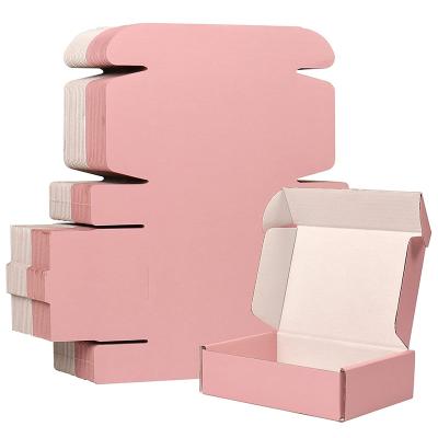 China Custom Printed Corrugated Pink Materials Color Logo Mailing Paper Box Cosmetic Mailing Packaging Box for sale