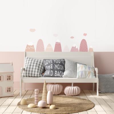 China Funlife Decorative Wall Stickers Fabric Pastel Pink Mountain Skin and Stick Art Wall Sticker for Kids Bedroom for sale