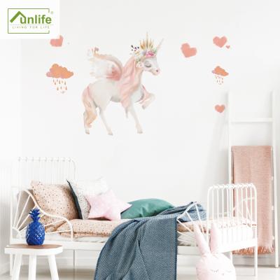 China Decorative Sticker Funlife Unicorn Wall Decal Pink Skin and Stick Art Wall Sticker for Kids Play Room and Nursery Decoration for sale