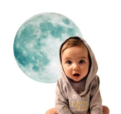 China WALL STICKER Funlife Glow in the Dark Moon Wall Stickers Removable Adhesive Wall Decal for Kids Bedroom FL1073 for sale