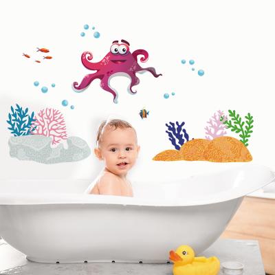 China Funlife Decorative Sticker Under The Sea Wall Decals Sea Turtle Octopus Jellyfish Wall Stickers For Kids Baby Bathroom for sale