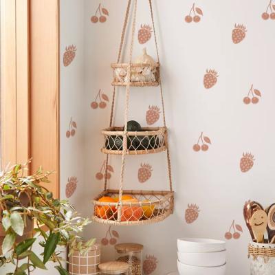 China BOHO Funlife Vintage Decor Baby Room Wall Sticker Chic Pink Cherry Wall Stickers For Kids Room for sale