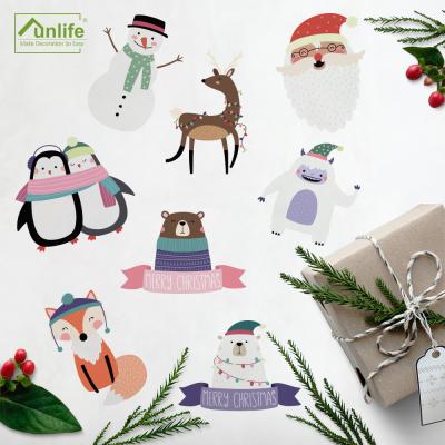 China Funlife Santa Snowman Reindeer Stickers Snowman Removable Wall Decals For Gifts Supplies for sale