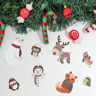 China Funlife Santa Snowman Reindeer Stickers PVC Water Proof Removable Eco-Friendly Decals For Gifts Supplies for sale