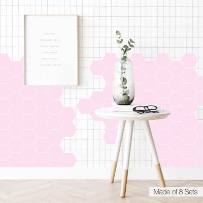 China FUNLIFE 10pcs WALL STICKER Princess Pink PVC Twill Movie Kids Floor Sticker Hexagon For Princess Girl's Bedroom Decor DB147 for sale