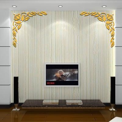 China FUNLIFE Decorative Silver and Gold Ceiling Border Decoration Wall Sticker 3D Mirror Wall Decal Acrylic Diagonal Flower Sticker for sale