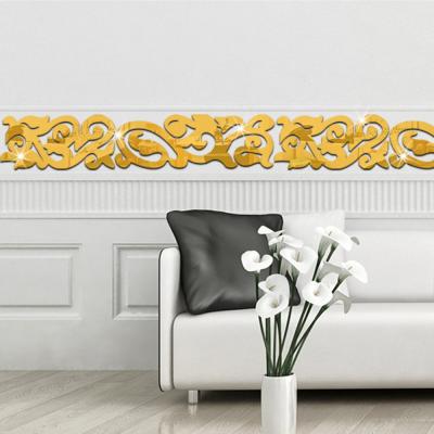 China FUNLIFE 55*11cm Self Adhesive Mirror Wall Sticker Cavity Mirror Border Removable Mirror Decals Self Adhesive Tiles for Wedding Home Decor for sale