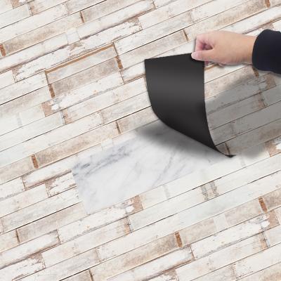 China Stripe 20*300cm Peel&Stick Floor Sticker FUNLIFE Floor Sticker 3d Bathroom Floor Tile Anti-Slip White Wood Wallpaper Bathroom Wood Floor Sticker for sale