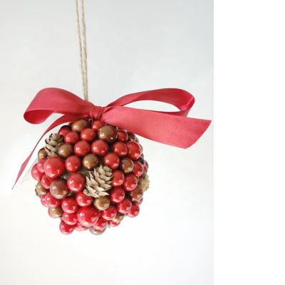 China High Quality Hot Sale Plastic Artificial Christmas Ball With Glitter And Pinecone For Home Decoration for sale