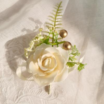 China home & Wedding Decoration New Arrivals Wholesale Artificial Foam Corsage Wedding Bridal Decor Rose Brooches Flowers for sale