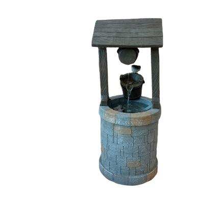 China Europe Rustic Art Outdoor Water Fountains Water Well Solar Power Resin Fountain for sale