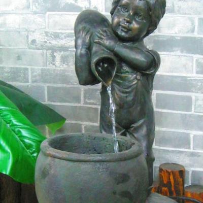 China F848 Installment Easy Solar Small Boy And Girl Water Feature Garden Fountains for sale