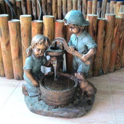 China Easy Installment L705 Solar Boy And Girl Water Fountains Outdoor Garden for sale