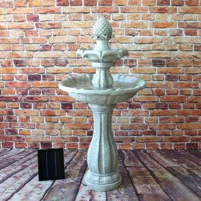 China Outdoor Water Feature Patio Decor 3 Tiers Pineapple Resin Solar Powered Fountain With Solar Pump for sale