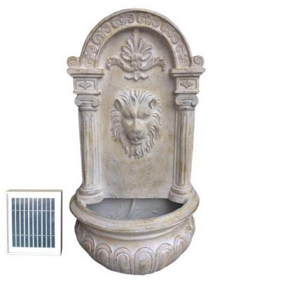 China Easy Installment Decor Stone Garden Solar Outdoor Water Fountains Lion Wall Fountain Decorative Fountain For Sale for sale