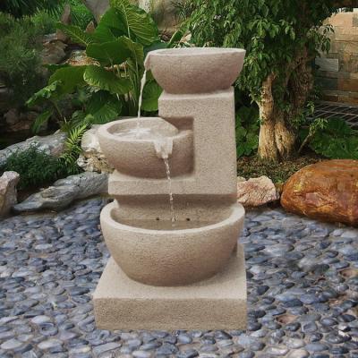 China Garden Decor 3 Layter Resin Waterproof Outdoor Water Feature Solar Water Fountain With Battery for sale