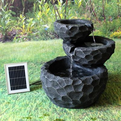 China Easy Installment Polyresin 3 Tier Solar Waterfall Waterfall Garden Fountain for sale