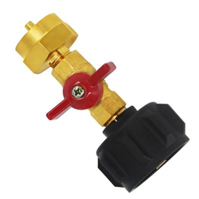 China Propane Brass Cylinder Fill Connector With Switch Valve Elbow for sale