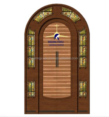 China Contemporary Popular Church Design Entry Home Glass Wooden Arch Door Arched Door, Church Doors for sale