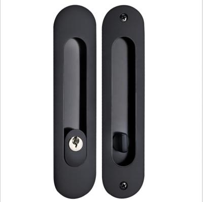 China High Quality Interior Wooden Door Lock, Black Color Round Shape Balcony Door Hook Lock Sliding Flush Design for sale