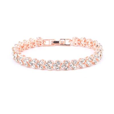 China New Romantic Minimalist Roman Crystal Bracelet Inlaid With Diamond Rose Gold Ethnic Style for sale