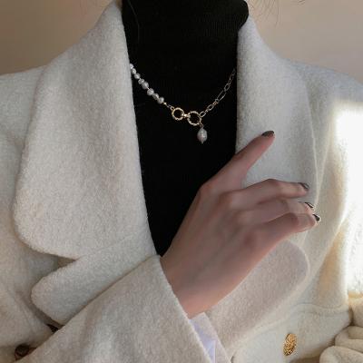 China Trendy gold-plated freshwater temperament Dongdaemun chain clavicle pearl personality pendant necklace for sale