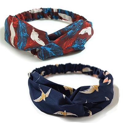 China Popular Women's Headbands Floral Print Headwrap Twist Tie Hair Band Yoga Head Wraps Elastic Sports Turban for sale