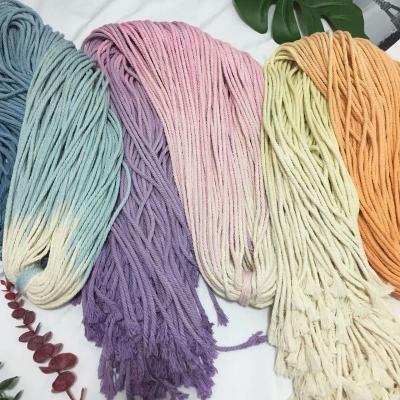 China Sustainable Gradient Color Cotton Rope Macrame DIY Hand Knitting 4mm Cotton Rope for sale