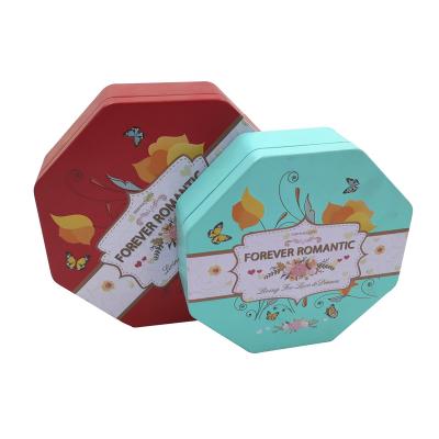 China Eco-friendly Colorful Octagon Shape Metal Box Food Grade Metal Tins Empty Wholesale Box for sale