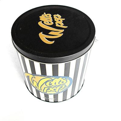 China Eco - Friendly Recycled Materials Round Metal Popcorn Bucket , Craft Cookie Bucket With Handle Lid for sale