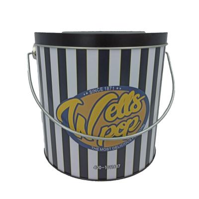 China Gift Packing Custom Empty Popcorn Metal Tins Popcorn Tin Tin Bucket 1 Gallon Popcorn Tin Can for sale