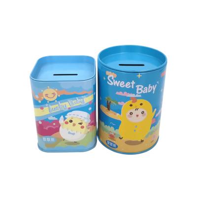 China Practical Cheap Customized High End Piggy Bank Factory Supply Savings Tank Tin Metal Cans Cylinder Coin Bank Box for sale