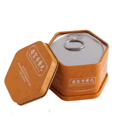 China New Design Food Grade Packaging Tin Box Resealable Hexagon Cookie Candy Tin Can Easy Open Lid for sale